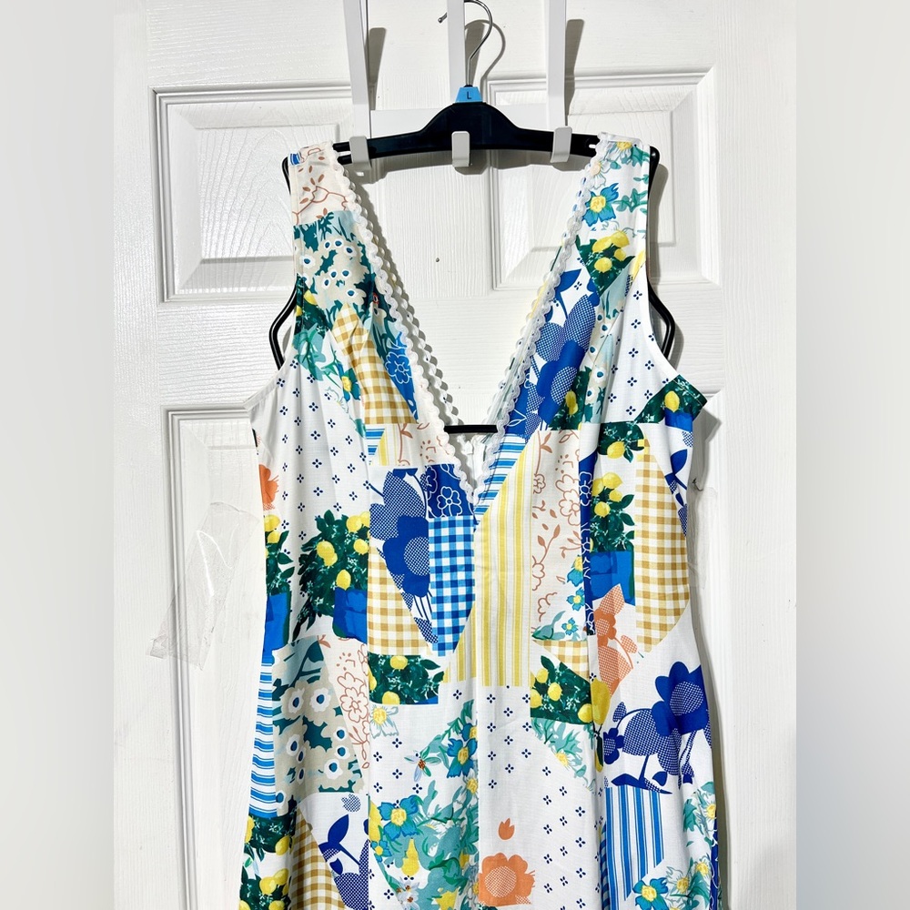 Commense Lemonade Print Lace Trim Long Dress - Picture 10 of 15